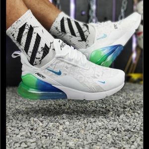 Nike Air Max 270 AQ9164-100 Men's White/Lime Mesh Upper Sneakers Shoes US 10.5
